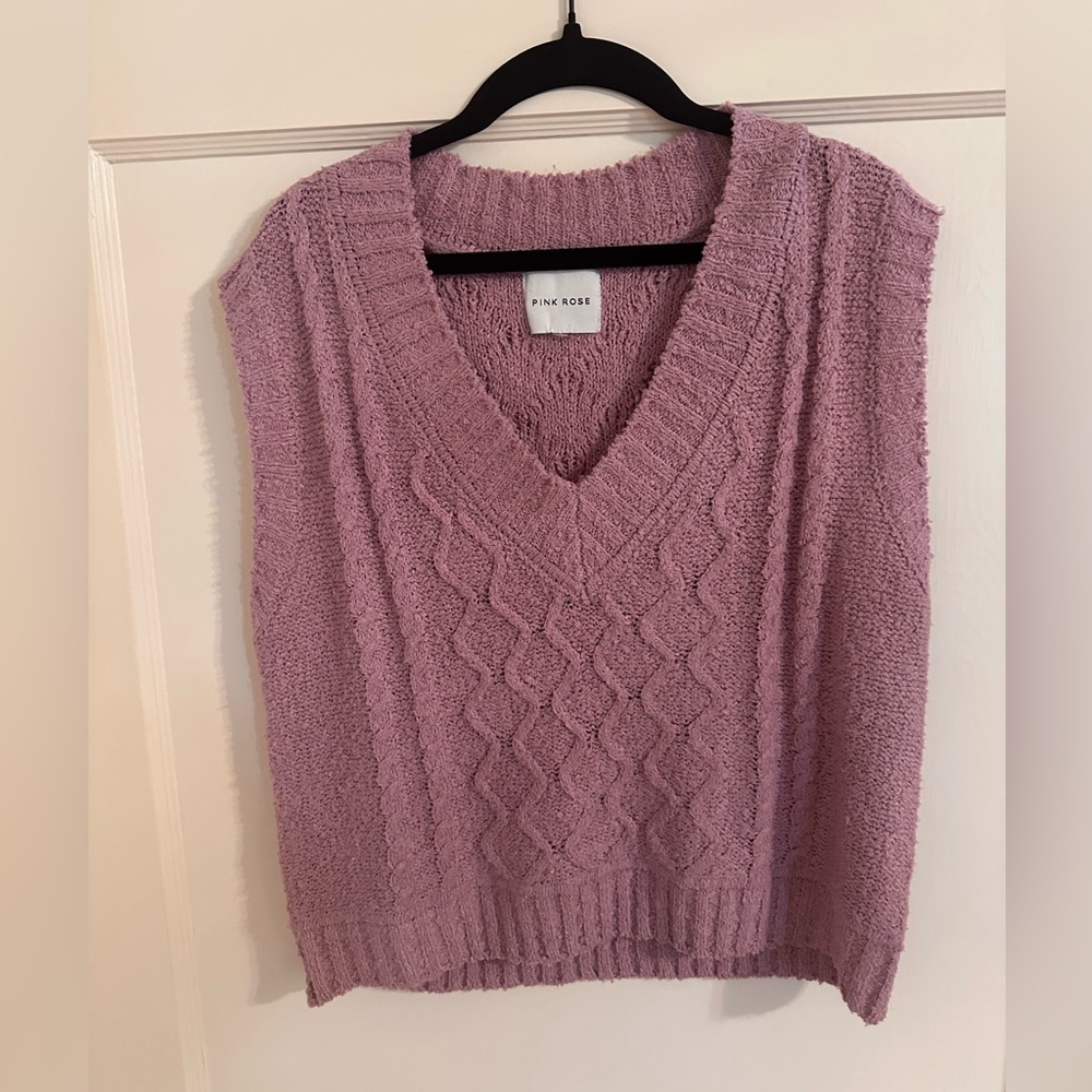 Pink Rose Women's Mauve V-Neck Sweater Vest